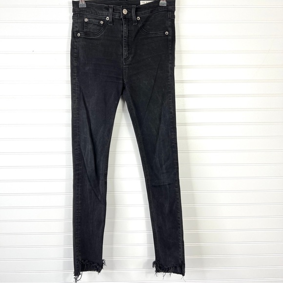 Rag & Bone Skinny Ankle Jeans Women's 26 Black Stretch Denim High Rise - Picture 1 of 14